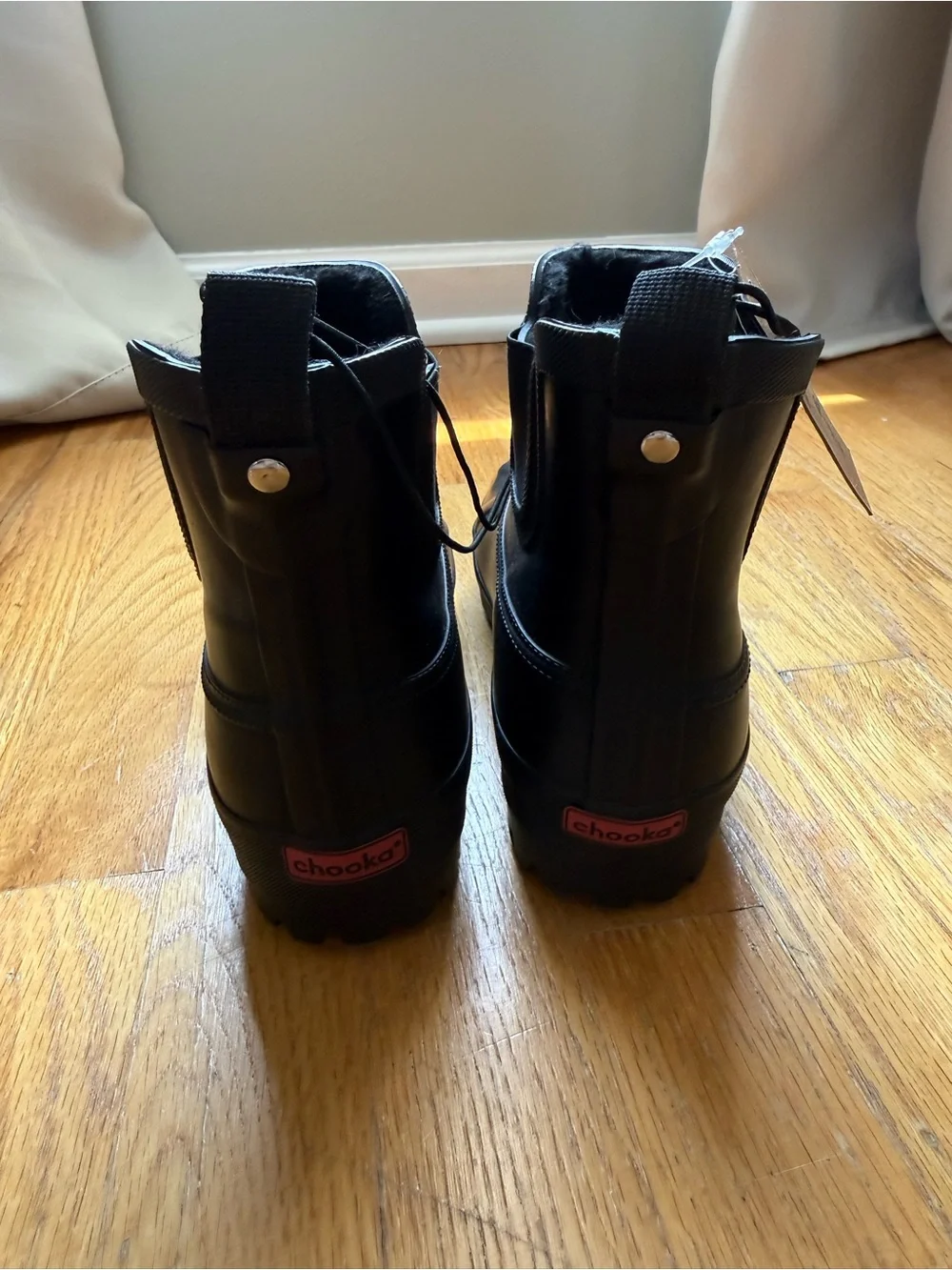 Chooka Waterproof Chelsea Rain Boots Black Faux‎ Fur Lined NWT Women’s 7